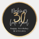 Search for black and gold 30th birthday stickers Script