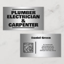 Search for plumbing and electrical business cards Contractor