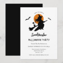 Search for flying witch invitations Black and white