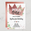 Search for crown 1st birthday invitations Wild one