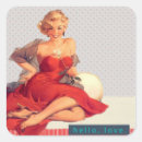Search for lady in red stickers Vintage