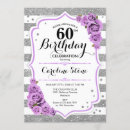 Search for purple white 60th birthday invitations For her