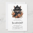 Search for witch hat halloween invitations Black cat