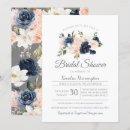 Search for navy and pink bridal shower invitations Watercolor flowers