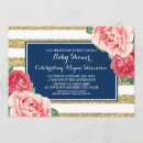Search for pink gold navy invitations Watercolor flowers