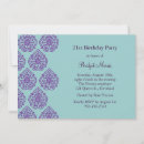 Search for damask birthday invitations Turquoise