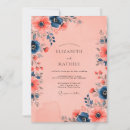 Search for navy blue peach wedding invitations Watercolor