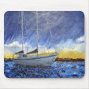 Search for boat at sunset mouse mats Landscape