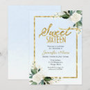 Search for blue floral sweet 16 invitations Foil