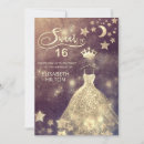 Search for moon and stars birthday invitations Gold foil