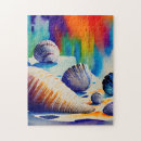 Search for seashell puzzles Watercolor