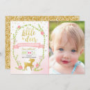 Search for girl deer birthday invitations Pink and gold