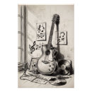 Search for vintage musical instruments posters Design