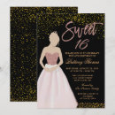 Search for black and gold sweet 16 invitations Princess