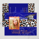 Search for leopard graduation invitations Blue