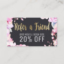 Search for pink and gold referral cards Refer a friend