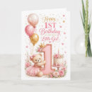 Search for baby girl 1st birthday cards First