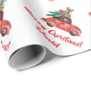 Search for vintage christmas car wrapping paper Red