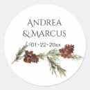 Search for pine cone wedding stickers Evergreen