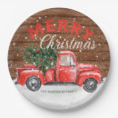 Search for red truck paper plates Rustic christmas