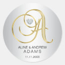 Search for silver and gold wedding stickers Monogrammed