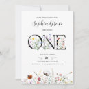 Search for wildflower 1st birthday invitations Watercolor