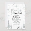 Search for winter onederland party invitations Silver