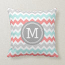 Search for coral and gray cushions Monogrammed