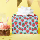 Search for strawberries wrapping paper Blue