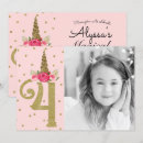 Search for unicorn 4th birthday invitations Modern
