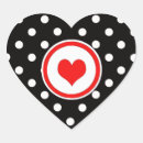 Search for black and white heart pattern stickers Red
