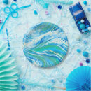 Search for beach waves paper plates Turquoise
