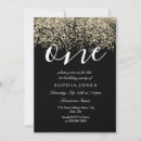 Search for black and gold 1st birthday invitations Glitter