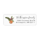 Search for tree leaves return address labels Merry christmas