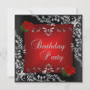 Search for black red silver birthday invitations Rose