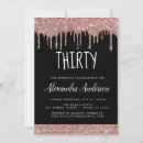 Search for rose gold thirty birthday invitations Black