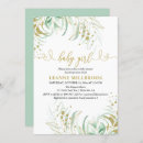 Search for green baby girl shower invitations Botanical