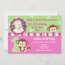 Search for monkey 1st birthday invitations Girl