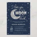 Search for love you to the moon baby shower invitations Blue