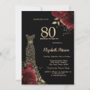 Search for red and gold 80th birthday invitations Black