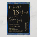 Search for blue 18th birthday invitations Gold glitter