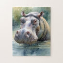 Search for hippo puzzles Watercolor