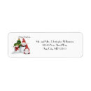 Search for whimsical tree return address labels Red and green