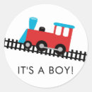 Search for train baby shower stickers Red