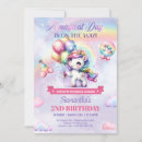 Search for unicorn 2nd birthday invitations Pastel