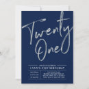 Search for navy blue 21st birthday invitations Modern