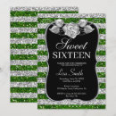 Search for silver and green sweet 16 invitations 16th birthday
