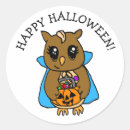 Search for whimsical owl stickers Happy halloween