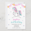 Search for unicorn 3rd birthday invitations Magical