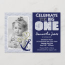 Search for nautical girl 1st birthday invitations Party